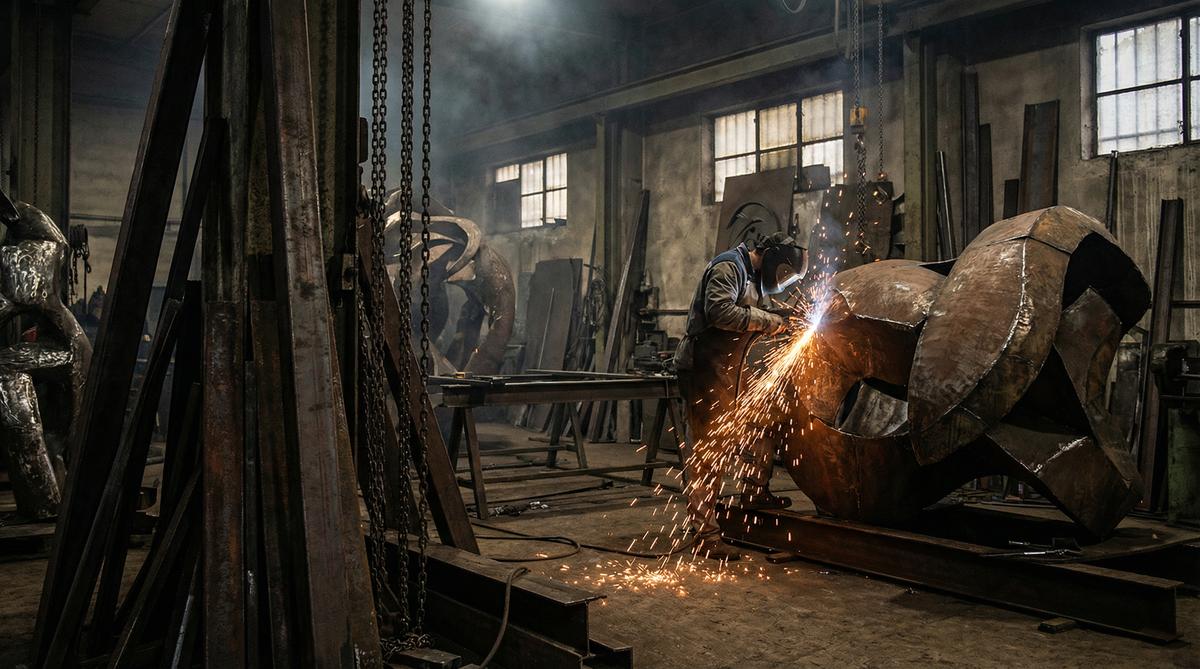 蘑菇影视金属艺术视频-工业焊接艺术创作视频演示